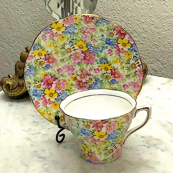 ROSINA-QUEENS CUP & SAUCER SET CHINTZ VINTAGE MADE IN ENGLAND BONE CHINE FLORAL - Picture 6 of 16